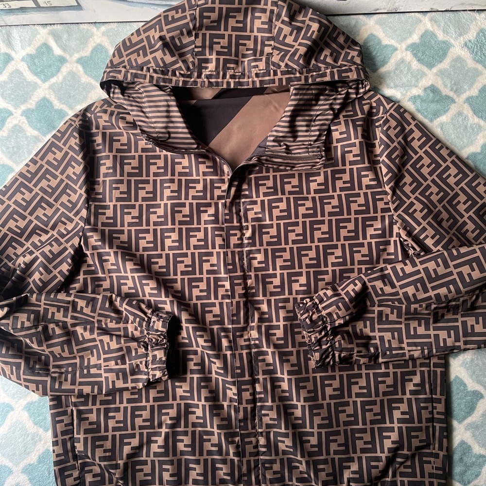 Fendi Brown Monogram Windbreaker Jacket